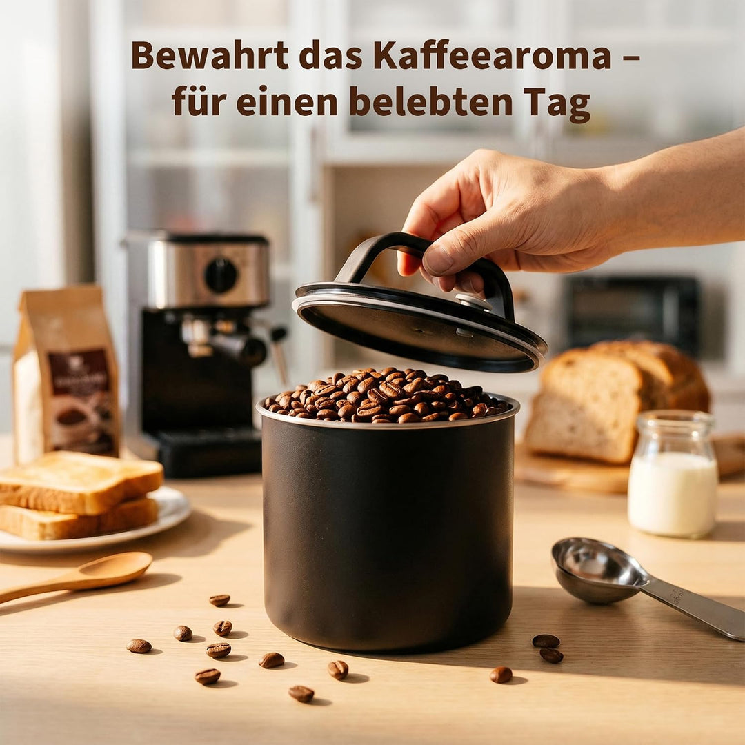 HAUSPROFI Kaffeedose Luftdicht für 500g Kaffeebohnen, Kaffeebohnen Behälter mit Kaffeeportionierlöff