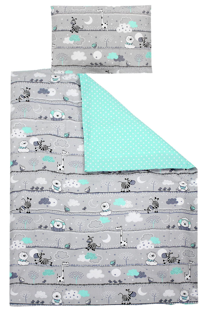 TupTam Kinder Bettwäsche Gemustert 2-Teilig Wendebettwäsche, Farbe: Bärchen Mint, Grösse: 135x100 cm