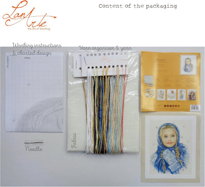 Lanarte Zählmusterpackung Wintermädchen Leinen Kreuzstichpackung, Baumwolle, Mehrfarbig, 30.0 x 40.0