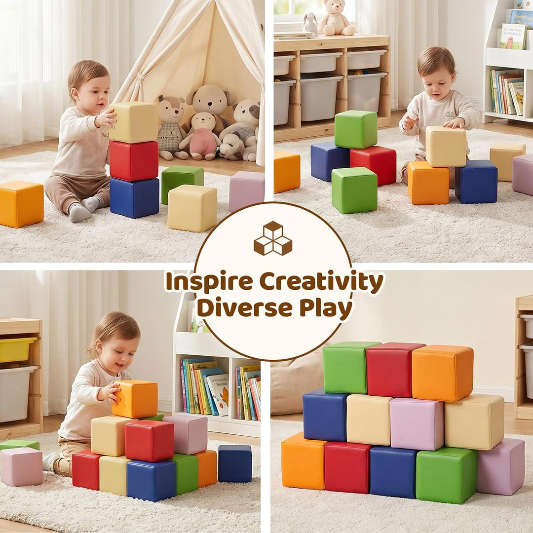 Foam Building Blocks for Toddlers: 12 PCS Soft Building Blocks for Toddlers Colorful Stacking Blocks