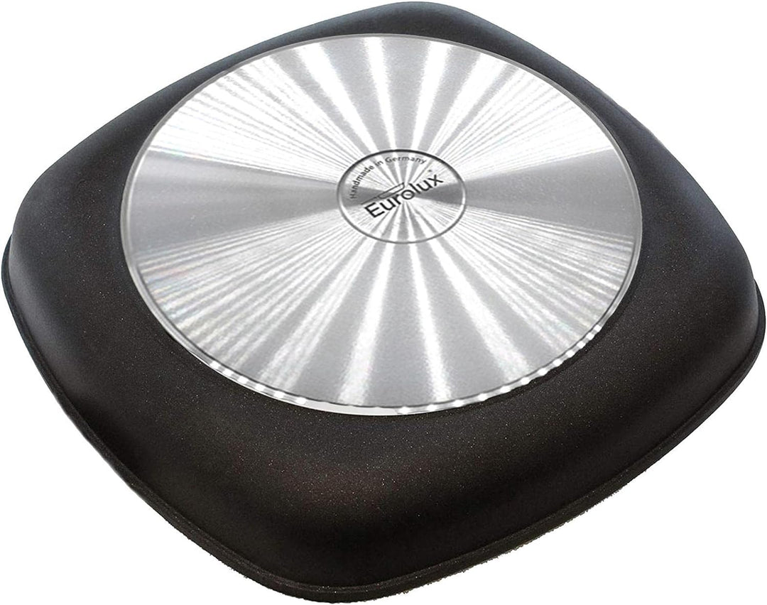 Eurloux Guss-Kasserolle 24 x 24 cm - Flache quadratische Universal Bratenkasserolle Aluguss mit Besc