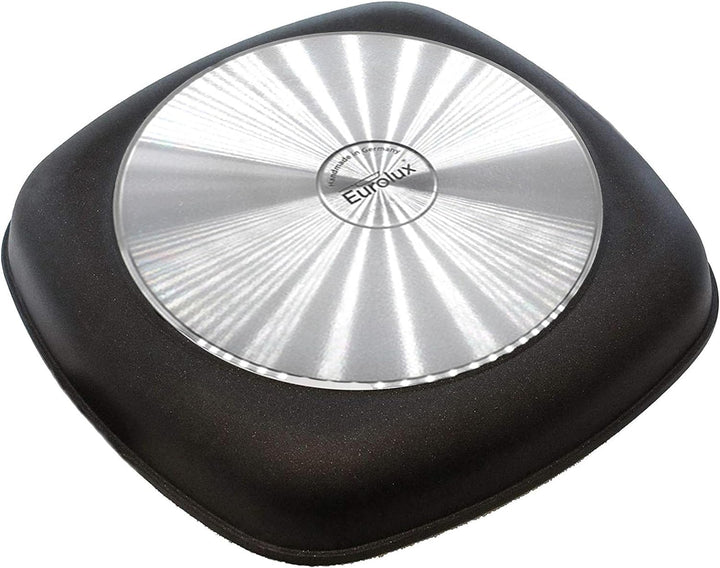 Eurloux Guss-Kasserolle 24 x 24 cm - Flache quadratische Universal Bratenkasserolle Aluguss mit Besc