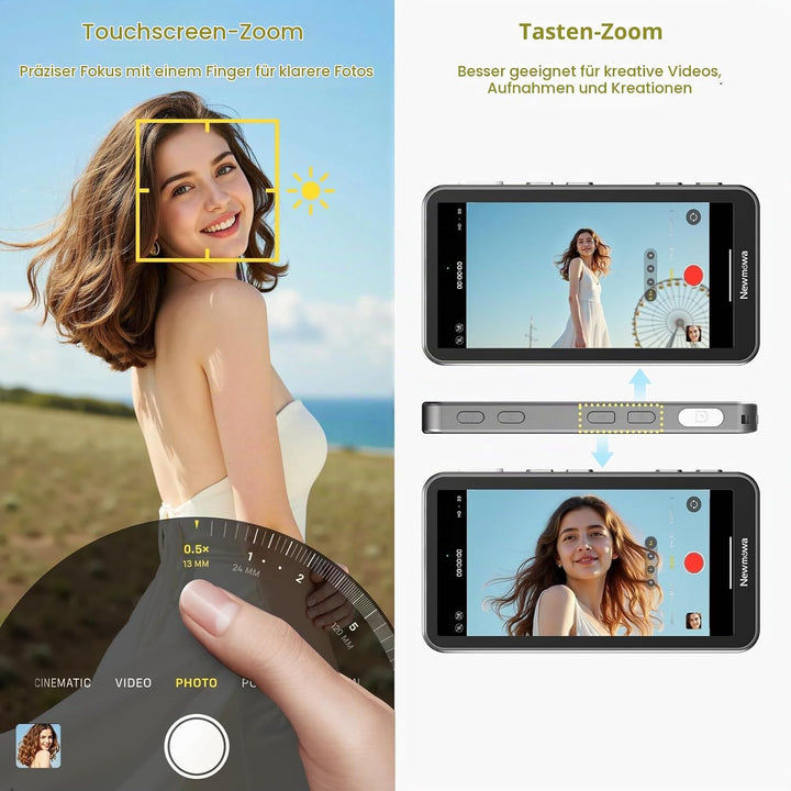 Newmowa Magnetischer Telefon Vlog Selfie Touchscreen Monitor mit Zoom,1080P Wireless Aufnahme,Telefo