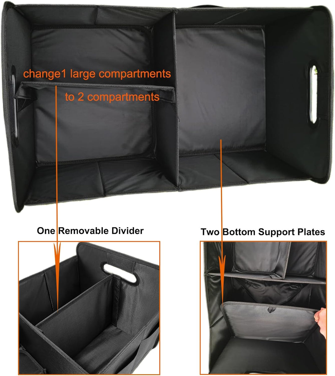 Auto Kofferraum Organizer, zusammenklappbarer Auto Kofferraum Organizer, 68L Lagerung Tidy mit 2 gro