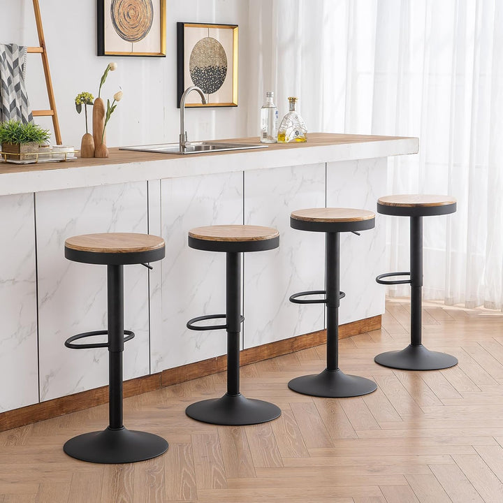 YOUNIKE Barhocker 2er Set Schwarz Holz Barstuhl Höhenverstellbar Schwenkbar Tresenhocker Küchenstühl