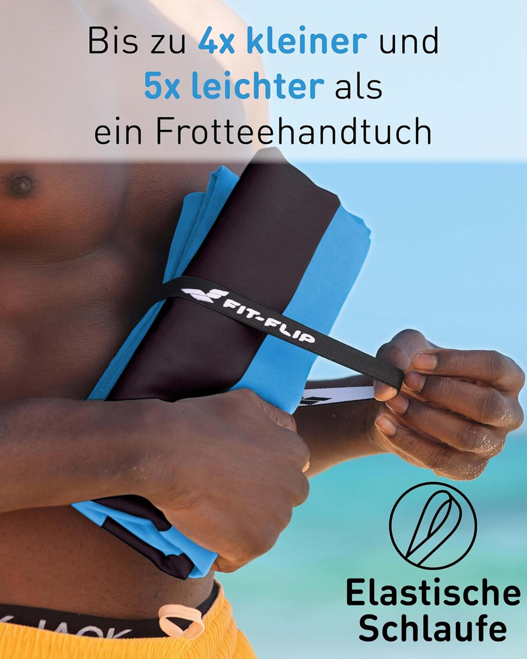 Fit-Flip Strandtuch XXL aus Mikrofaser - leicht und schnelltrocknend - 100% recyceltes Strandhandtuc