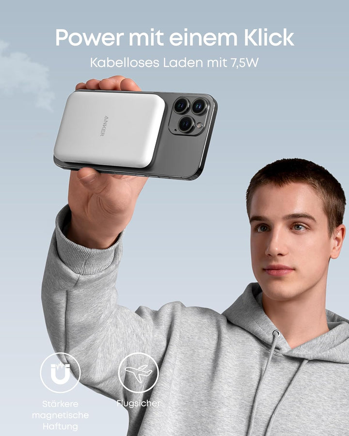 Anker 621 Magnetic Battery (MagGo), 5000mAh magnetische Powerbank mit USB-C Kabel, Nur kompatibel mi