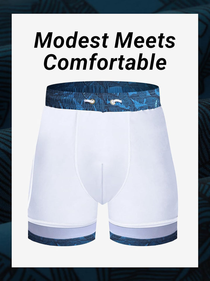Arcweg Badehose für Herren Badeshorts mit Kompression Liner 2 in 1 Schnelltrocknend Strandhose Männe