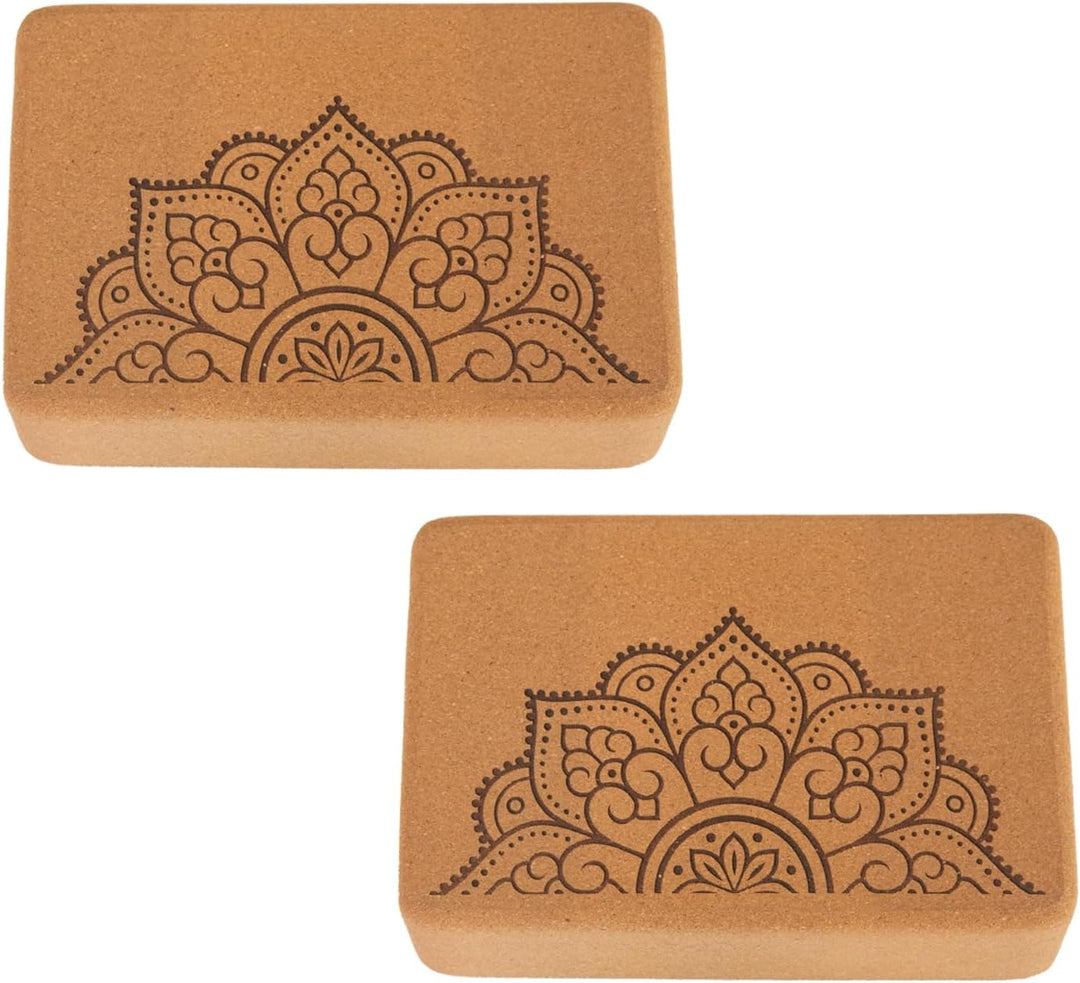 Yoga Blöcke aus Kork | 2er Set | 22,5 x 15 x 7,5 cm | abgerundete Kanten | rutschfest &amp; robust | Yog