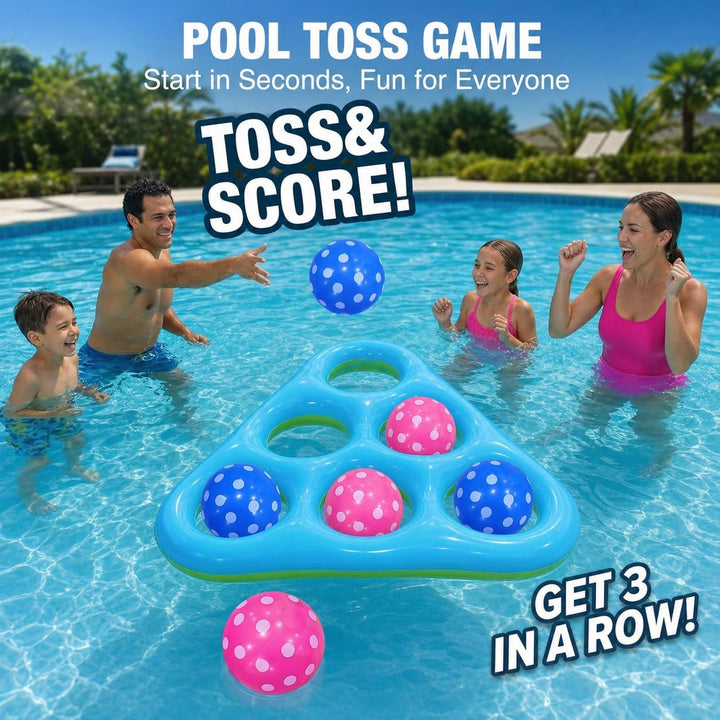 Aufblasbares Tic Tac Toe Pool Spiel, Grosses Schwimmendes Wurfspiel mit 6 Spielfiguren, Wasser Spiel