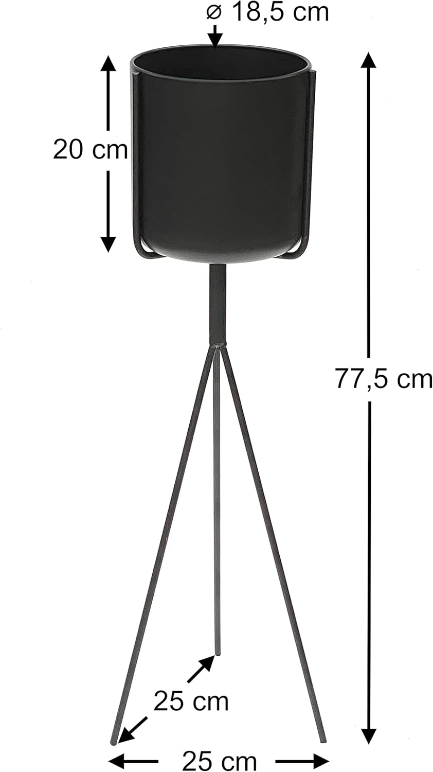 DanDiBo Blumenständer mit Topf Metall Schwarz 80 cm Blumenhocker 96022 Blumensäule Modern Pflanzenst