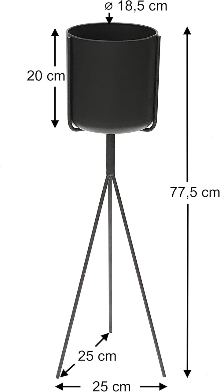 DanDiBo Blumenständer mit Topf Metall Schwarz 80 cm Blumenhocker 96022 Blumensäule Modern Pflanzenst