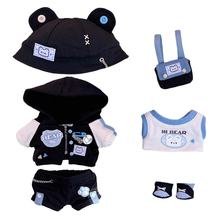 niannyyhouse 20cm Plüsch Puppe Kleidung Parkour Bär Set Lose Hut Mantel Hosen Rucksack Weste Schuhe