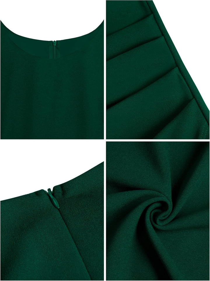 Missufe Damen Cocktailkleid Wickelkleid Partykleid Midikleid Elegant Bodycon Figurbetontes Sommerkle