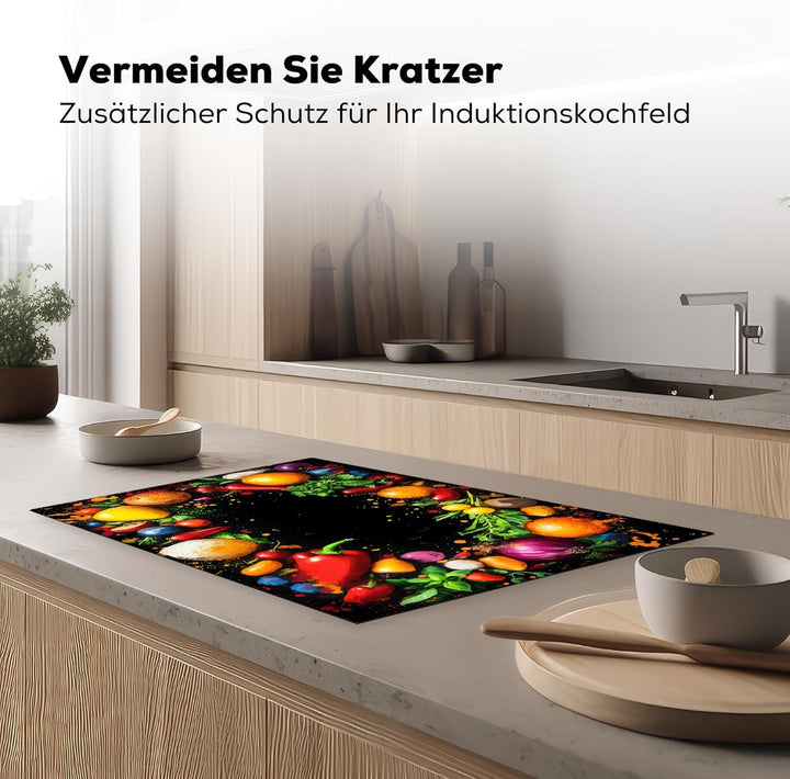 Herdabdeckplatte 80x52 cm Einteilig Küche Herdabdeckung Induktionsfeld Ceranfeld Herdabdeckplatten V