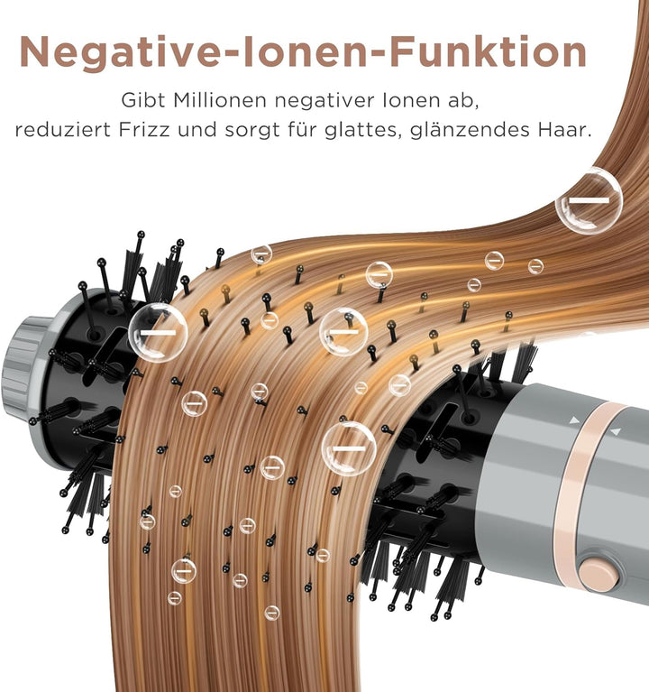 5-in-1 Airstyler & Lockenstab, PARWIN PRO BEAUTY Ionen Föhn Stylingbürsten, 5 Aufsätze Rundbürstenfö