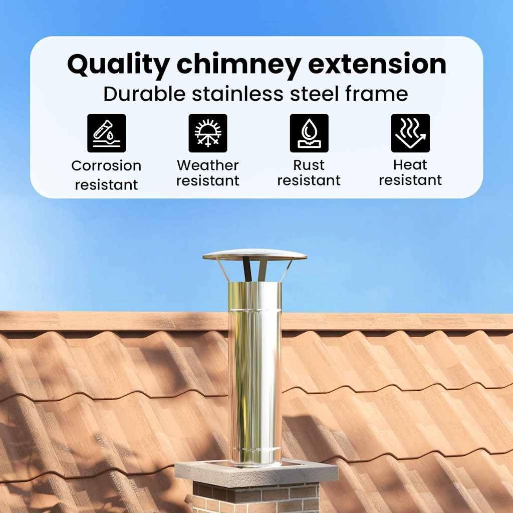 vidaXL Kaminverlängerung Silber 35 x 35 x 82 cm Edelstahl, Garten und Terrasse, Coole Kamin-Accessoi