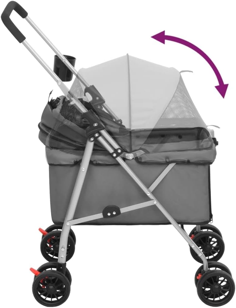 vidaXL Hundewagen Faltbar 76x50x100cm Oxford-Gewebe Hundebuggy Hundetrolley Grau, Grau