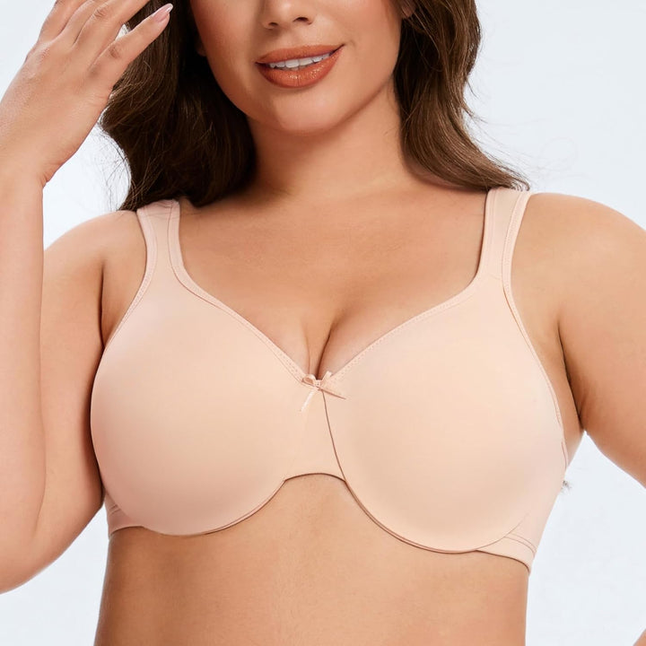 MELENECA Damen-Minimizer-BH in Übergrösse, vollständig bedeckend, nahtlos, Nicht gepolstert 95D Beig