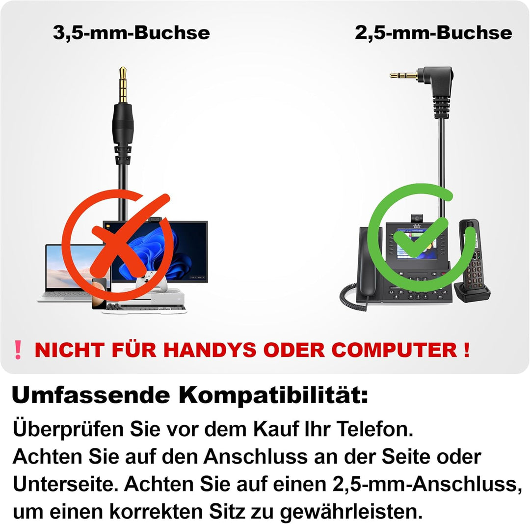 Voistek Einöror Call Center Telefon-Headset, 2,5mm Klinke, Noise Cancelling Mikrofon, Lautstärkeregl