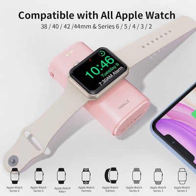 iWALK Ladestation Apple Watch Und iPhone,Tragbares LadegeräT FüR Apple Watch, 9000mAh Powerbank Mit