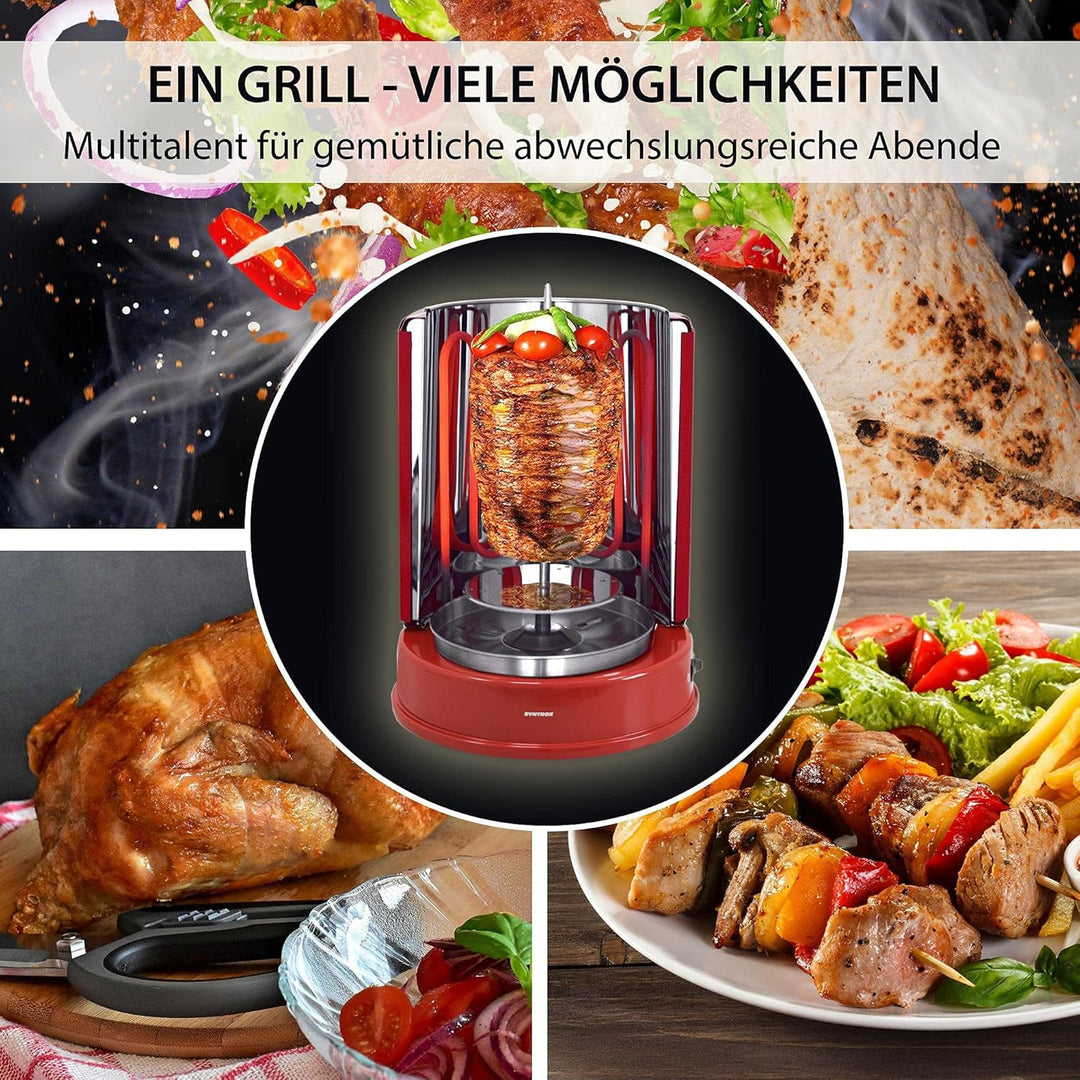 Syntrox Germany Dönergrill ROT-A-1400W-RED-Aragon Vertikal-Kebab & Gyrosgrill Schaschlikgrill Rotiss