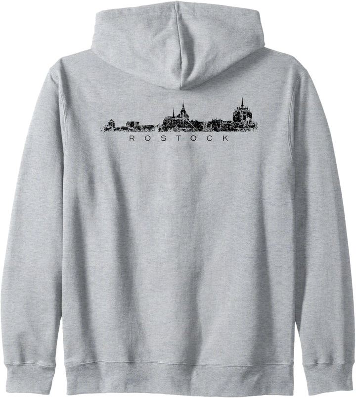 Rostocker Skyline (Vintage Schwarz) Rostock Kapuzenjacke