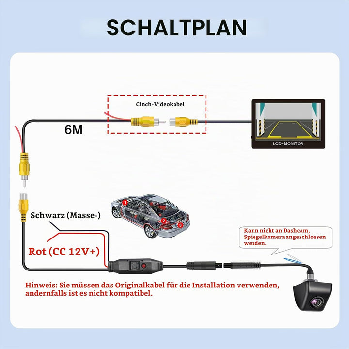 PARKVISION Rückfahrkamera für Auto Robustes Metallgehäuse 1080P HD Backup Kamera, 180° Weitwinkel-Rü