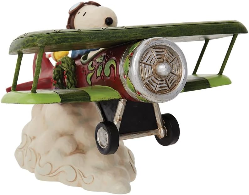 Enesco Jim Shore Peanuts Snoopy Flying Christmas Ace Flugzeug-Figur, 13 cm, mehrfarbig