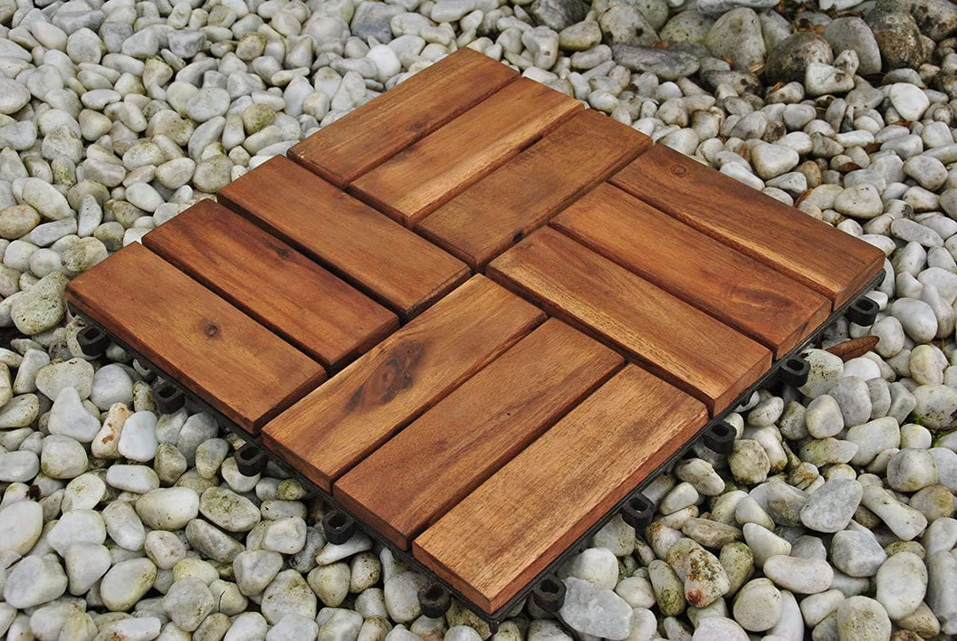 33er Spar-Set Holzfliese 02 für 3 m², Terrassenfliese aus Akazien-Holz, Fliese mit 12 Latten für Gar