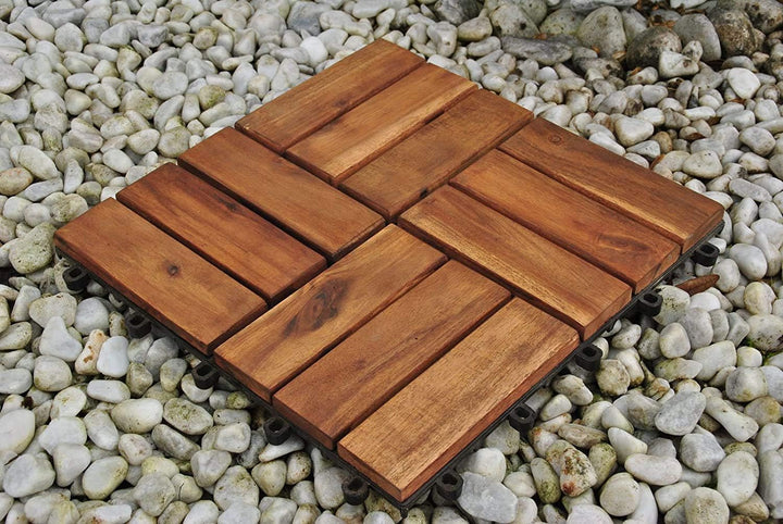 33er Spar-Set Holzfliese 02 für 3 m², Terrassenfliese aus Akazien-Holz, Fliese mit 12 Latten für Gar