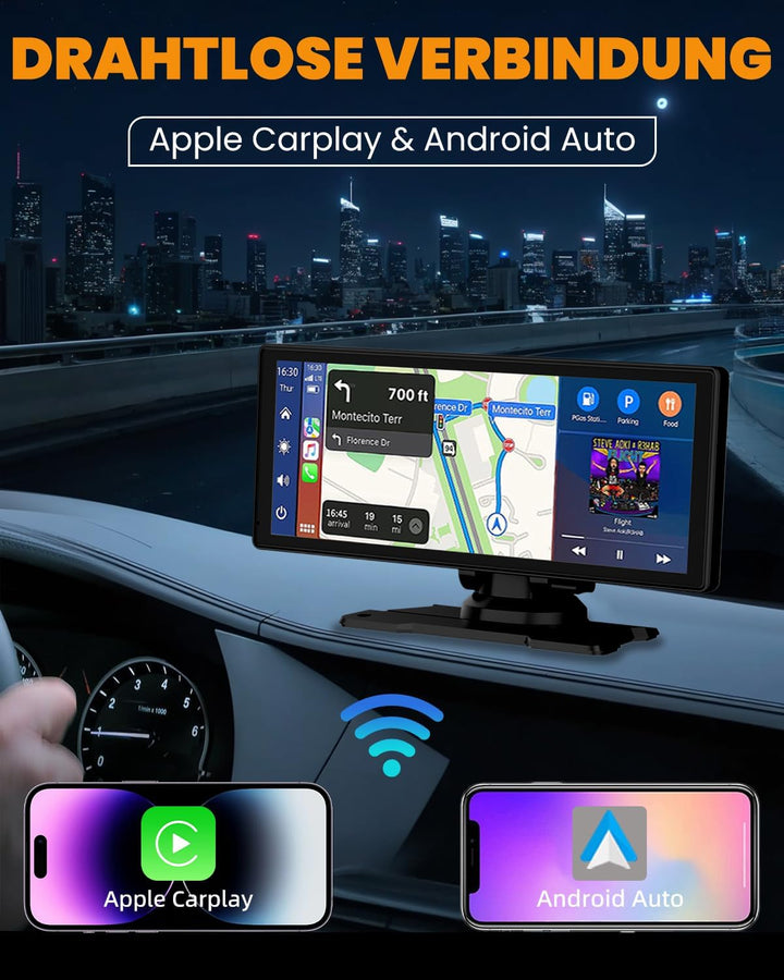 Carplay Display, 8.88" Apple Carplay, Android Auto Display mit 1080P HD Rückfahrkamera & Frontkamera