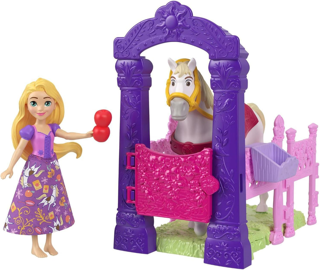 Disney Prinzessinnen-Spielset Stall mit Pferd, Pflege- und Bürstenzubehör, öffnende Türen und Futter