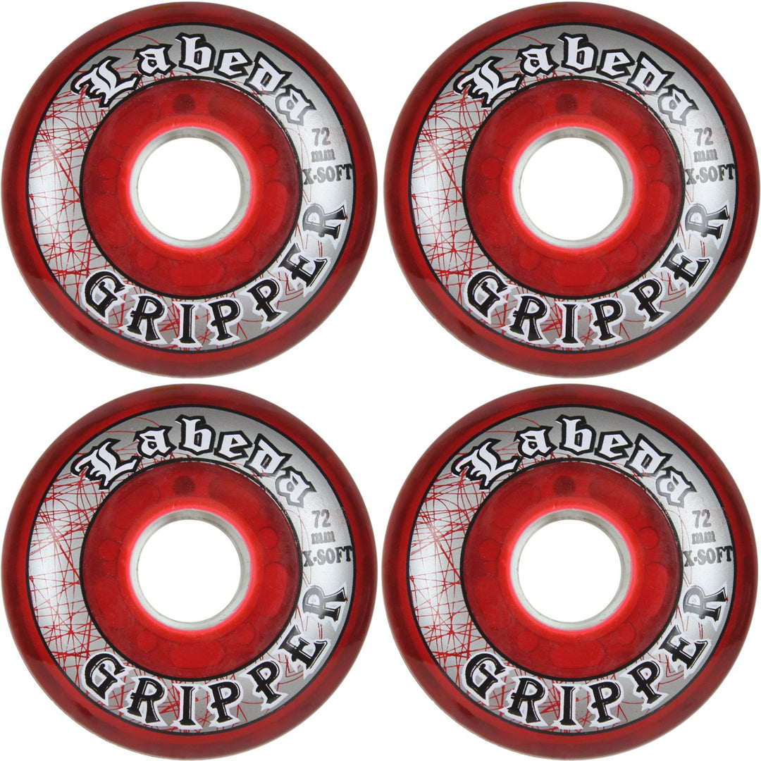 Labeda Gripper Rollhockey-Rollen, Rot, 72 mm, 76A, 4 Stück