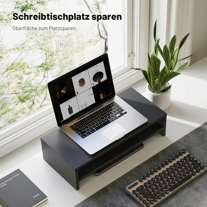 FITUEYES Monitorständer mit 2 Ebenen, 54 x 25,5 cm, Grosser Computer-Laptop-Ständer mit Stauraum für