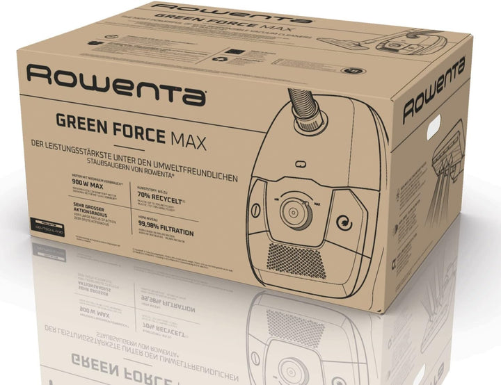 Rowenta Green Force Max Bodenstaubsauger mit Beutel, 900 Watt Max, 4,5 L Staubbeutel, 99,98 Prozent