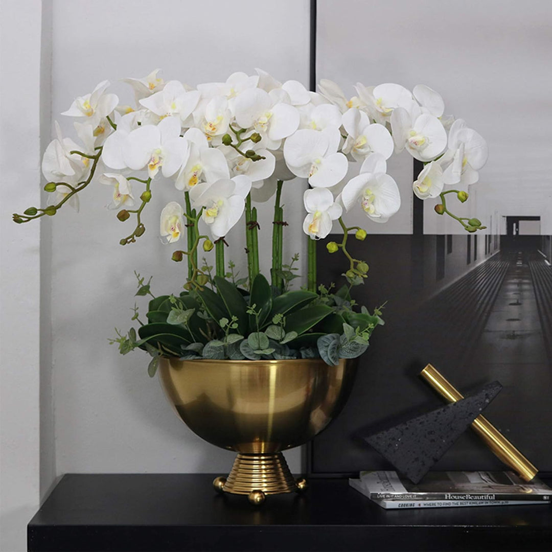 FagusHome 6 Stück künstliche Phalaenopsis Orchideen Blumen Weiss mit 6 Bündeln Künstliche Orchidee B