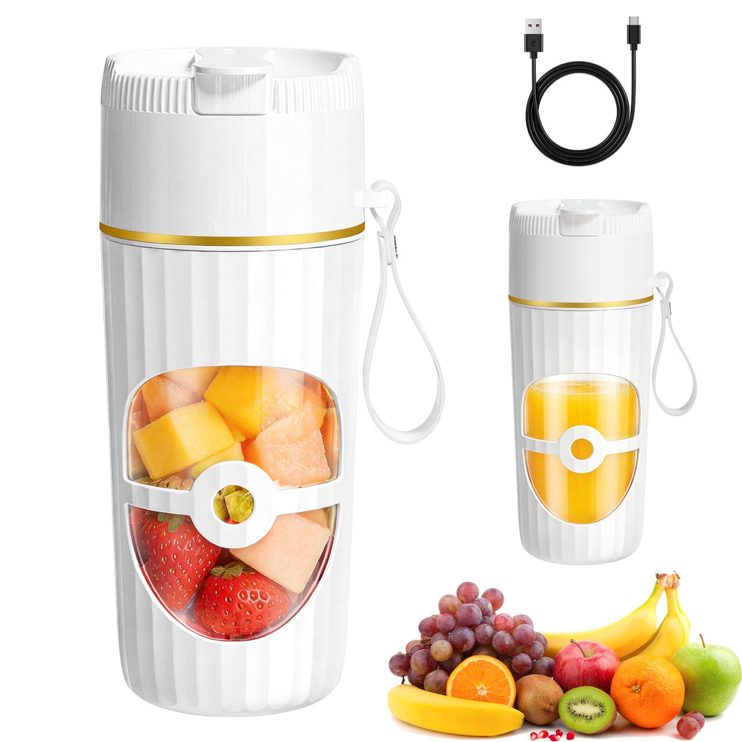 Tragbarer Mixer, 400ml Smoothie Maker to go, Portable Blender mit 10 Edelstahlklingen, USB wiederauf