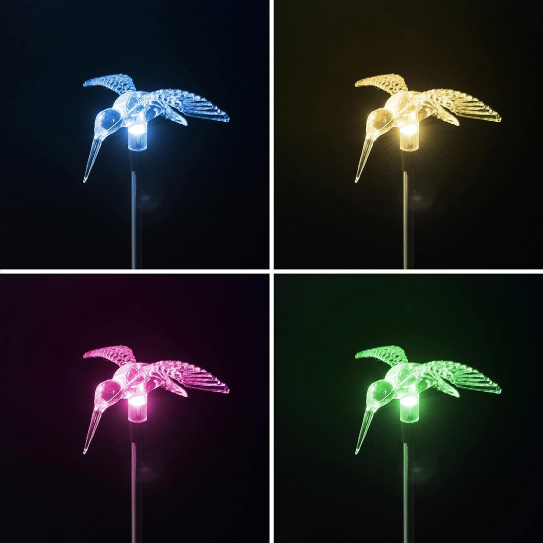Bonetti 4er Set LED Solar Gartenstecker - Solarstecker mit Farbwechsel (Schmetterling, Libelle, Blum