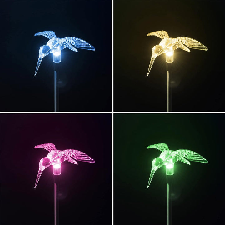Bonetti 4er Set LED Solar Gartenstecker - Solarstecker mit Farbwechsel (Schmetterling, Libelle, Blum