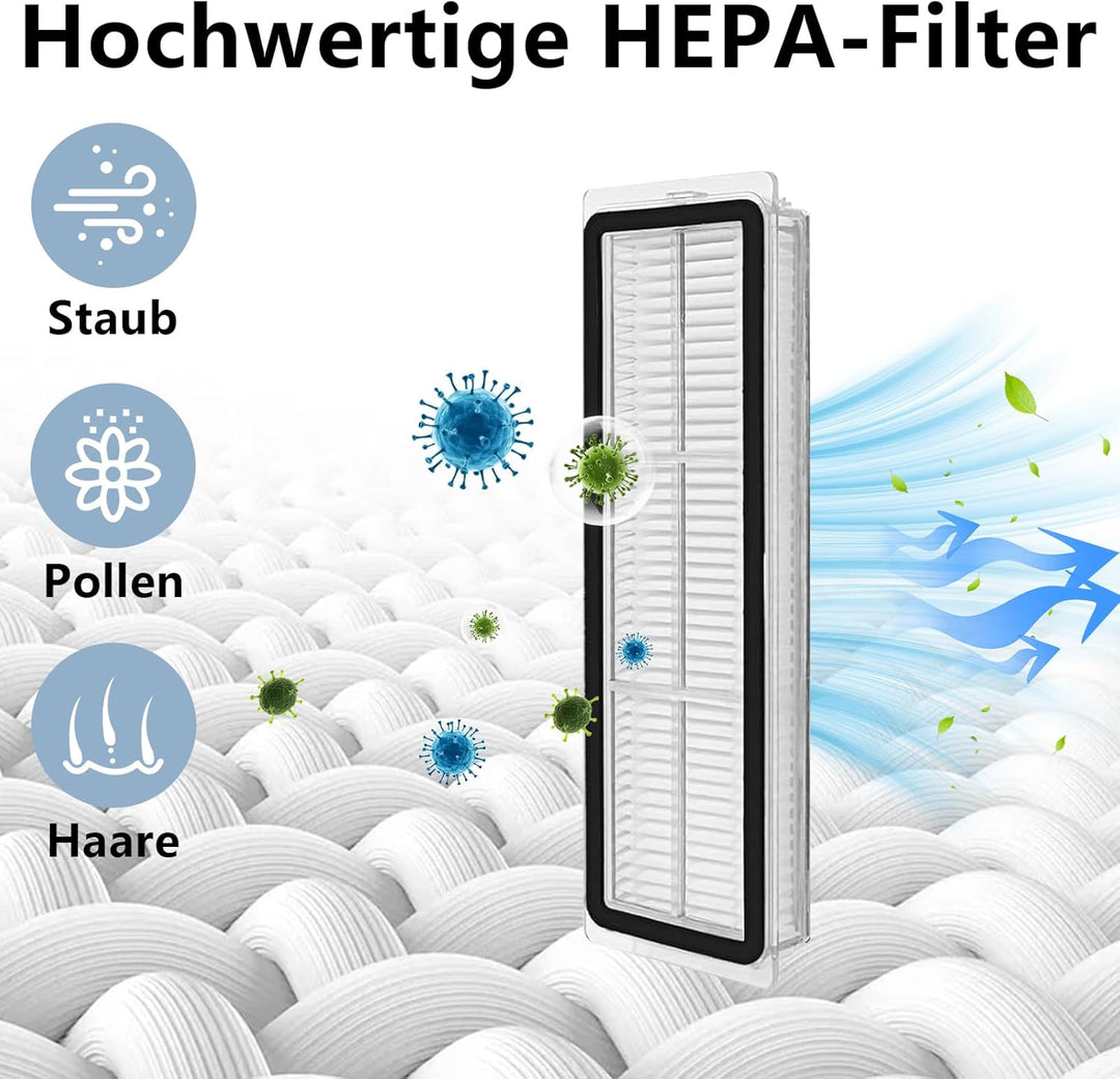 23 Stück Zubehör für Xiaomi X20+/X10 Plus Roboterstaubsauger, 1 Hauptbürsten, 4 Hepa Filters, 6 Wisc