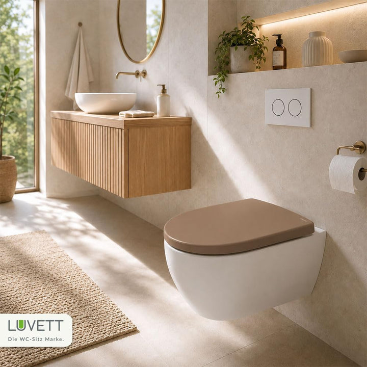 LUVETT® WC-Sitz mit Absenkautomatik C100 oval universell, Toilettendeckel mit 3 Edelstahl Montagelös