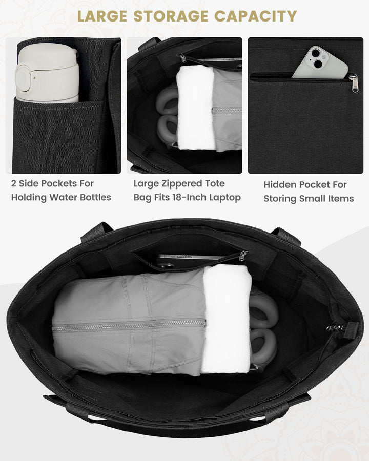 Gonex Yogatasche, Yogamatte Tasche mit Mehreren Taschen für Damen und Herren, Canvas wasserdichte To
