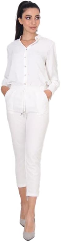 Bonateks Women's Deblmcpnts100054 Casual Pants, White, 48