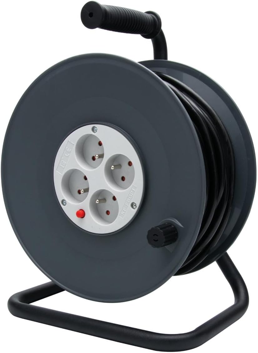 Enrouleur HO5VV-F 4 prises 3G1,5 40m + coupe-circuit
