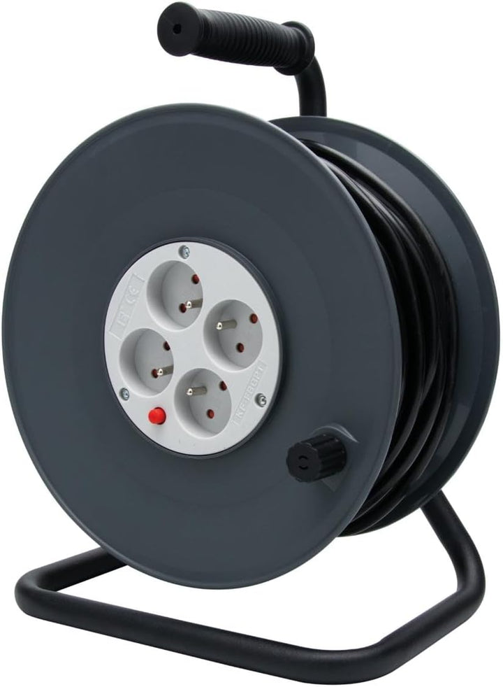 Enrouleur HO5VV-F 4 prises 3G1,5 40m + coupe-circuit