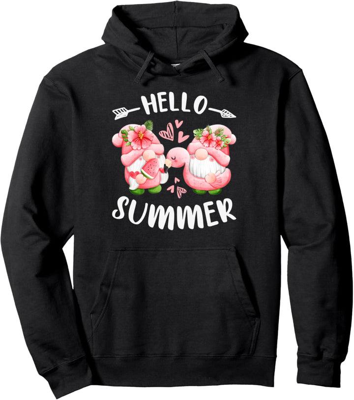 Sommer Wichtel Gnome mit Wassermelonen und rosa Schwimmring Pullover Hoodie