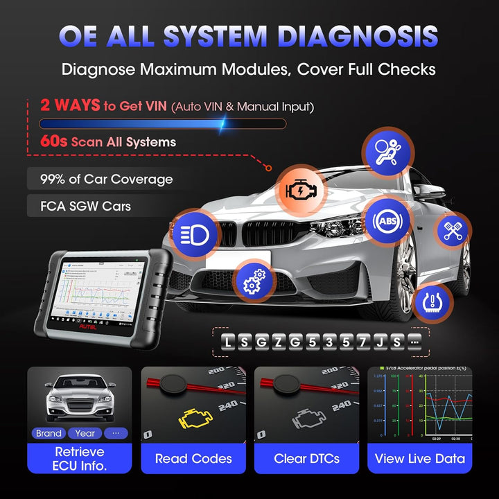 Autel MaxiCOM MK808K-BT OBD2 Diagnosegerät Auto, 2026 Bidirectionnel wie MK900BT MK808BT PRO, BT Ver