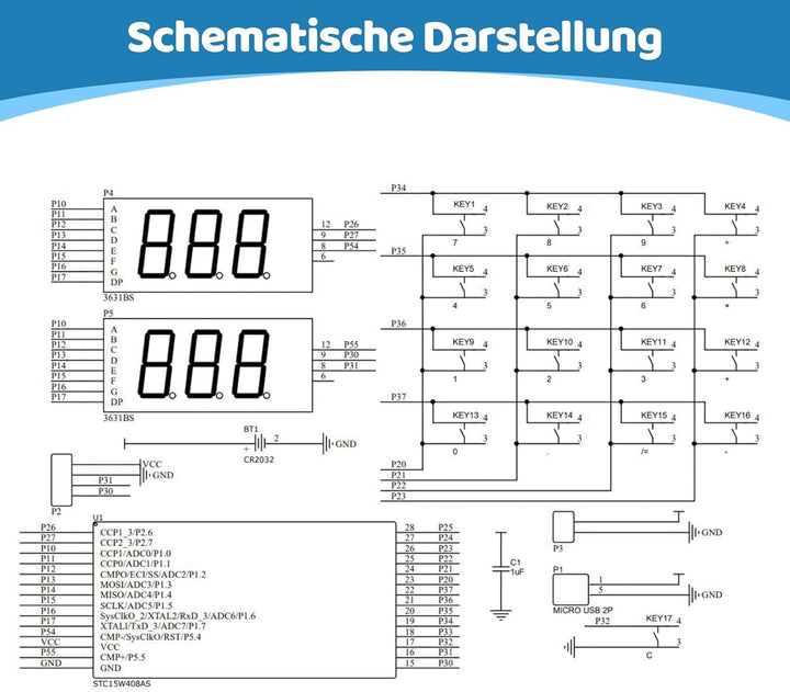 DONGKER DIY Lötübungsset, 6 Ziffern Lötprojekt Kit, DIY Löt Bausatz kit mit Display, Elektronische K