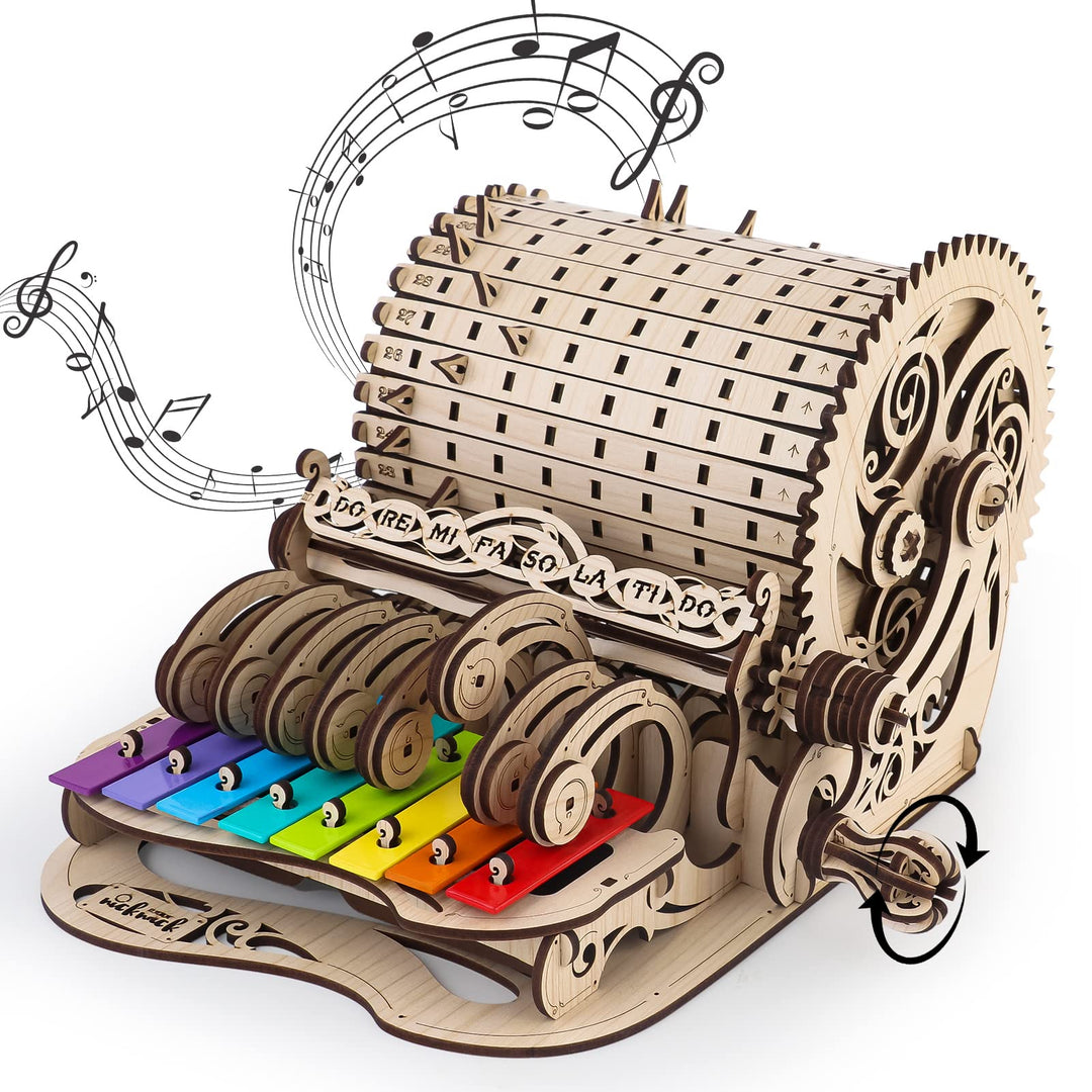 nicknack Holz 3D Puzzle Musikbox Mechanisch Handgekurbelt Modellbausatz Holzpuzzle für Erwachsene Te